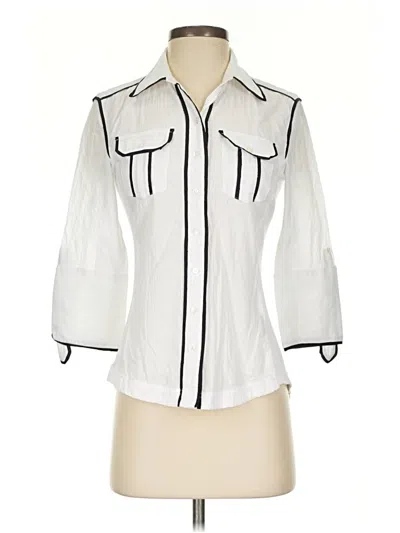 Pre-owned Goode Rider 3/4 Sleeve Button Down Shirt In White