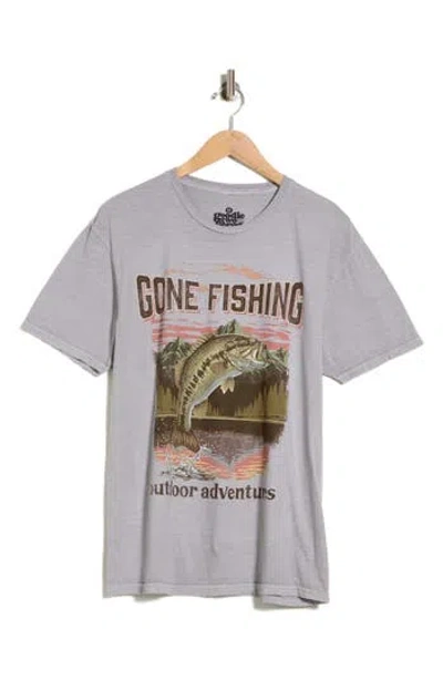Goodie Two Sleeves Gone Fishing Graphic T-shirt In Gray