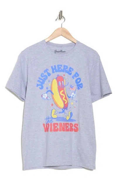 Goodie Two Sleeves Here For The Wieners Graphic T-shirt In Gray