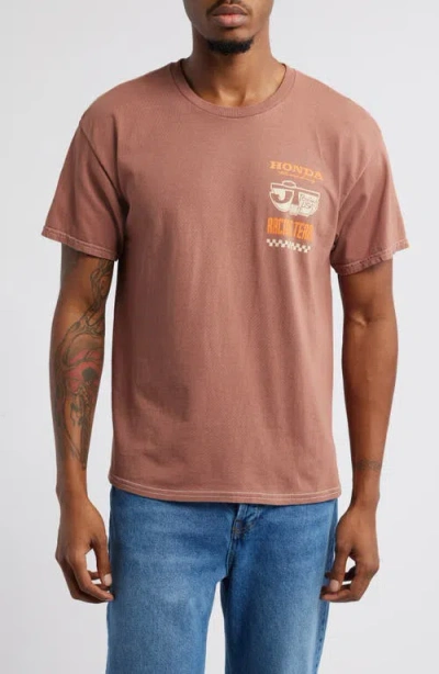 Goodie Two Sleeves Honda Racing Team Cotton Graphic T-shirt In Cappuccino Pigment Dye