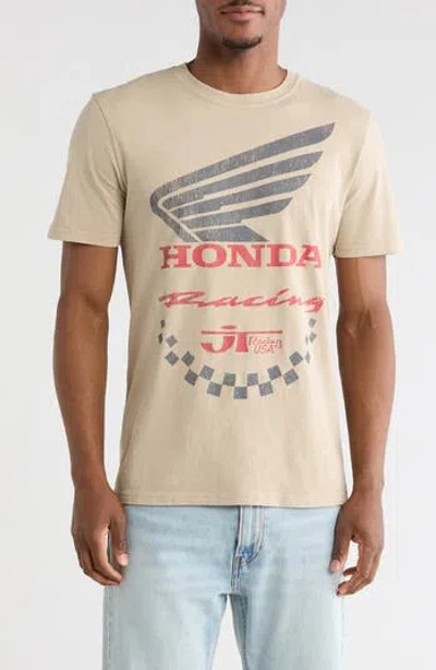 Goodie Two Sleeves Jtr Honda Racing Stretch Cotton Graphic T-shirt In Brown