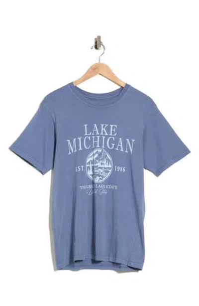 Goodie Two Sleeves Lake Michigan Graphic Tee In Blue