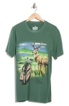 Goodie Two Sleeves Palm Springs Deer Graphic T-shirt In Green