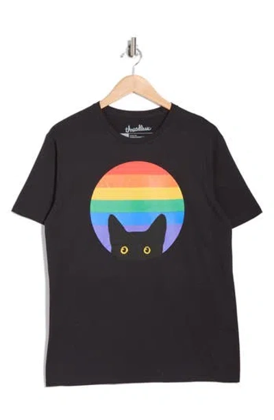 Goodie Two Sleeves Peeking Cat Graphic T-shirt In Black