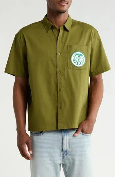 Goodie Two Sleeves Seven Eleven Mechanic Button Shirt In Green