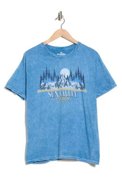 Goodie Two Sleeves Sun Valley Idaho Cotton Graphic T-shirt In Blue