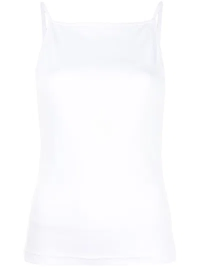 Goodious Ribbed Square Neck Camisole In White