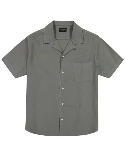 Goodlife Clothing Camp Collar Linen-blend Shirt In Green