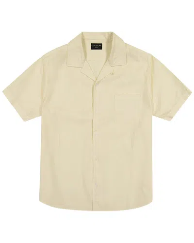 Goodlife Clothing Camp Collar Linen-blend Shirt In Yellow