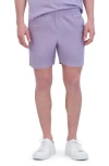 Goodlife Essential Slim Fit Linen & Cotton Shorts In Wisteria