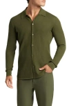 Goodlife Mini Waffle Long Button-up Shirt In Green