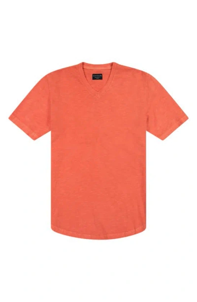 Goodlife Sun Faded Slub Scallop V-neck T-shirt In Emberglow