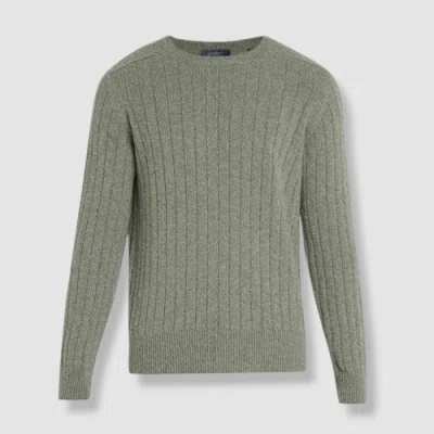 Pre-owned Goodman $795 Bergdorf  Men's Green Cashmere Ribbed Crewneck Sweater Size X-large