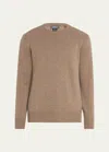 Goodman's Men's Rib Baby Cashmere Pullover In Brown