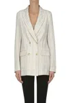 Goodmatch Pinstriped Double-breasted Blazer In Neutral