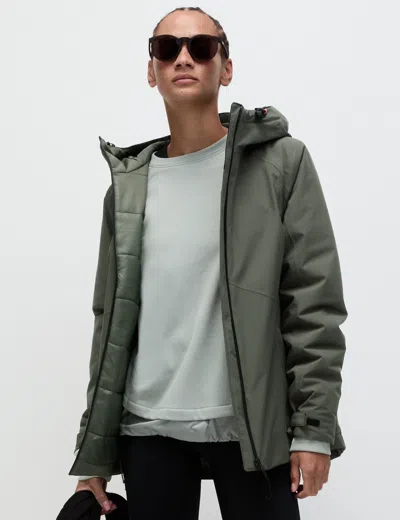 Goodmove Padded Waterproof Hooded Jacket In Green