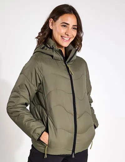 Goodmove Stormwear Quilted Hooded Puffer Jacket In Green