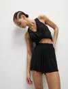 Goodmove Women's Modal Rich Ribbed Relaxed High Waisted Yoga Shorts In Black