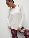 Goodmove Women's Rib Cold Shoulder Fitted Yoga Top In White