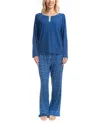 Goodnight Kiss Cherry Merry Henley Pj Set In Blue