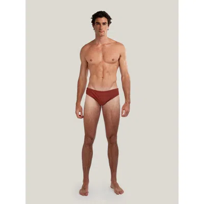 Goodpark Dune Modern Cut Ribbed Stretch Swim Brief In Red