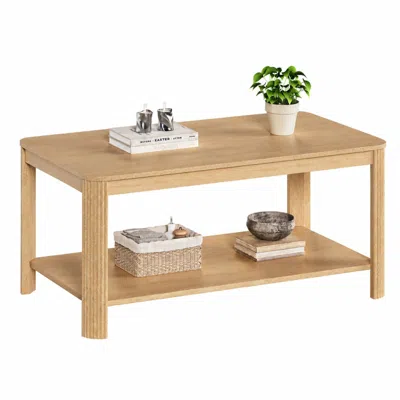 Goodsilo 2-tier Rectangle Coffee Table With Storage Shelf For Home Living Spaces