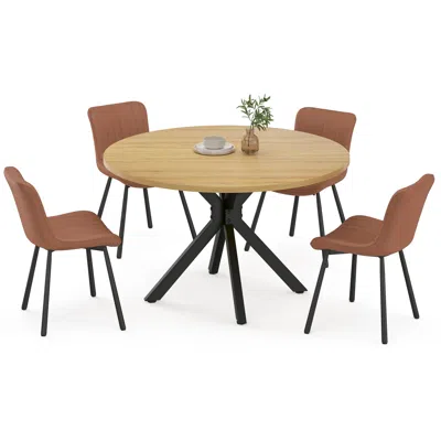Goodsilo 47 Inch Round Dining Table Seats Four To Six People In Brown