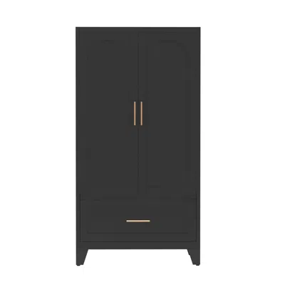 Goodsilo 60 Inch Tall Freestanding Wardrobe Cabinet For Home And Commercial Use In Black