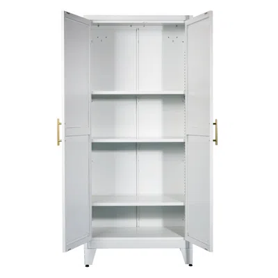 Goodsilo 71 Inch 2-door Storage Cabinet With Adjustable Interior Shelves In Gray