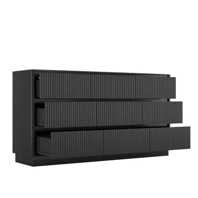 Goodsilo 9 Drawer Dresser Large Floor Storage Chest Long Tv Stand Side Table In Black