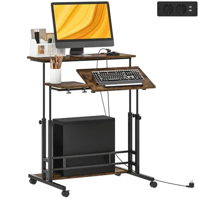 Goodsilo Adjustable Standing Desk With Tiltable Tabletop In Black