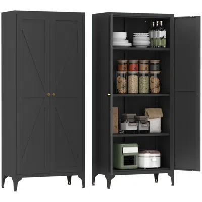 Goodsilo Adjustable Steel Storage Cabinet With Shelves In Black