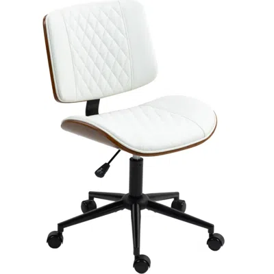 Goodsilo Armless Swivel Desk Chair Adjustable Height In White