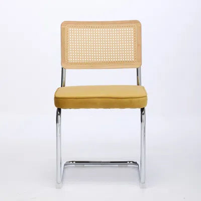 Goodsilo Cantilever Dining Chairs With Cane Back Support In Orange