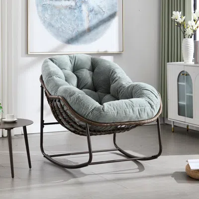 Goodsilo Comfortable Rattan Rocking Chair With Padded Cushion In Brown