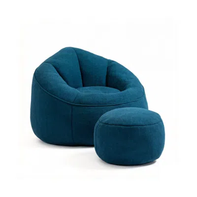 Goodsilo Compressed Foam Bean Bag Chair With Footrest In Blue