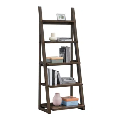 Goodsilo Contemporary 5-tier Ladder Storage Shelf Unit In Brown