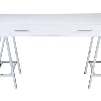 Goodsilo Contemporary Writing Desk With Usb Charging Station In White