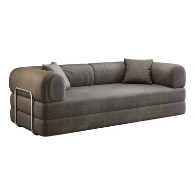 Goodsilo Convertible Compression Modular Sofa Futon Sleeper Loveseat In Brown