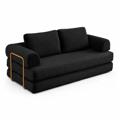 Goodsilo Convertible Folding Floor Couch Futon Sleeper Sofa Bed With Pillows In Black