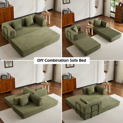 Goodsilo Convertible Sleeper Sofa Bed With Cylindrical Pillow