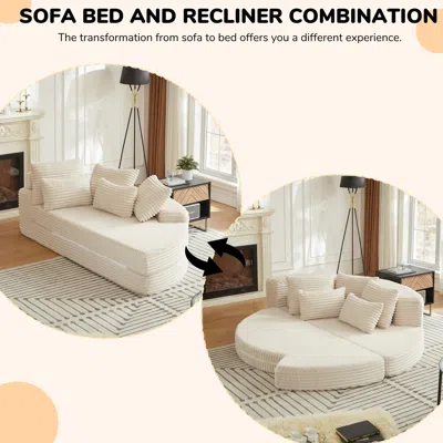 Goodsilo Corduroy Semi-circular Sofa Bed Recliner