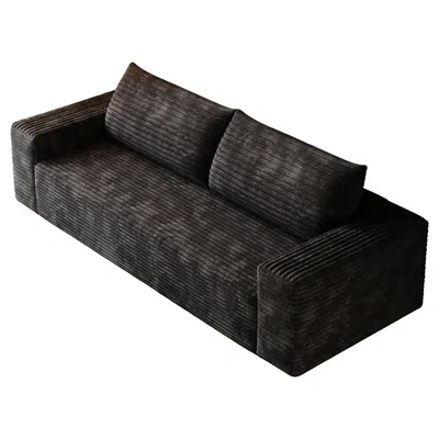 Goodsilo Corduroy Sofa With Deep Seat And Ergonomic Design In Black