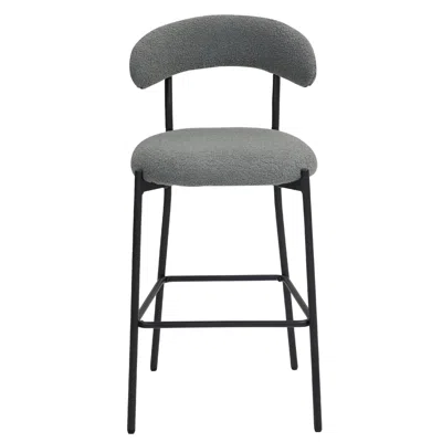 Goodsilo Counter Height Fabric Bar Stool With Footrest In Gray