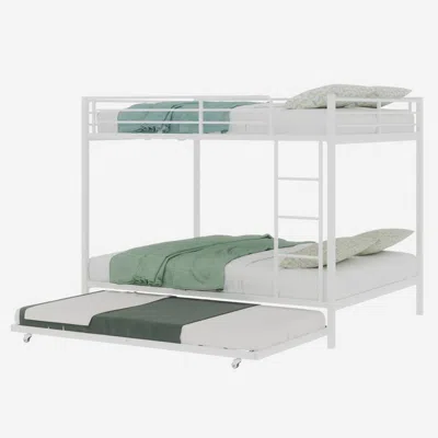 Goodsilo Durable Square Tube Bunk Bed With Safety Rails In White