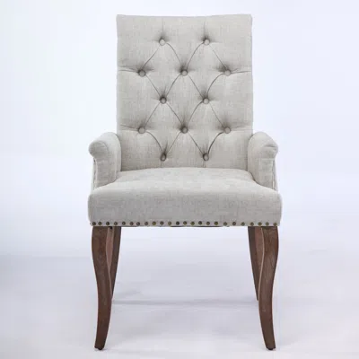 Goodsilo Elegant Tufted Upholstered Dining Armchair In Gray