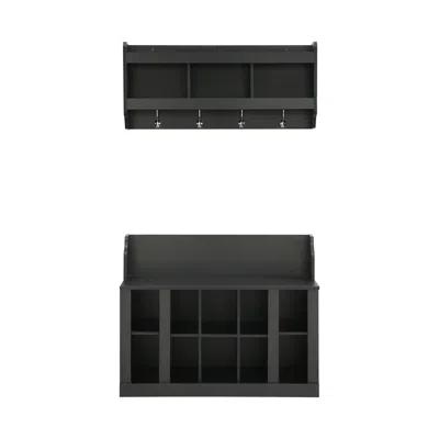 Goodsilo Entryway Organizer Shoe Storage Bench Hall Tree For Home In Black