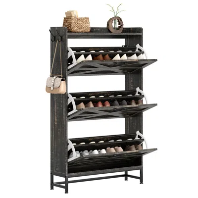 Goodsilo Entryway Shoe Storage Cabinet Freestanding Shoe Organizer Rack For Home In Black