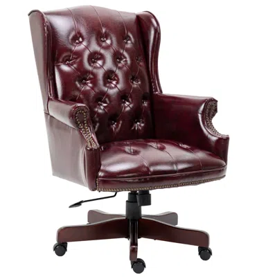 Goodsilo Ergonomic Executive Office Chair Comfortable Desk Seat In Burgundy