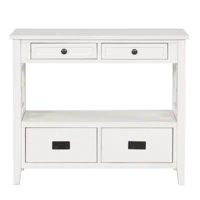 Goodsilo Farmhouse Console Table With Four Drawers In White